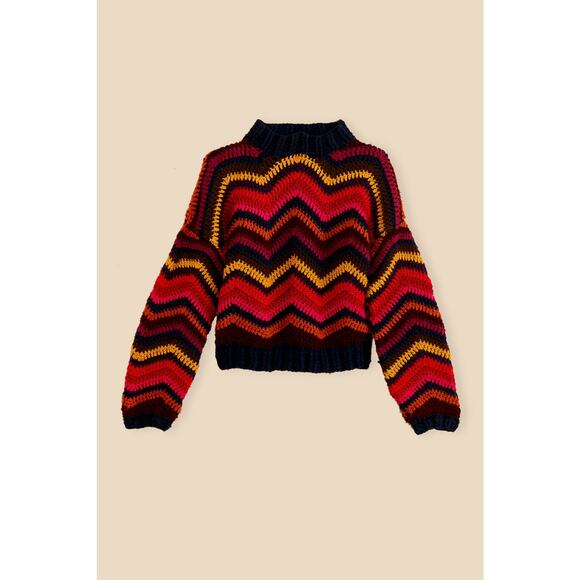 FARM Rio_Colorful Waves Crochet High Neck Sweater_Size XL - Picture 5 of 8